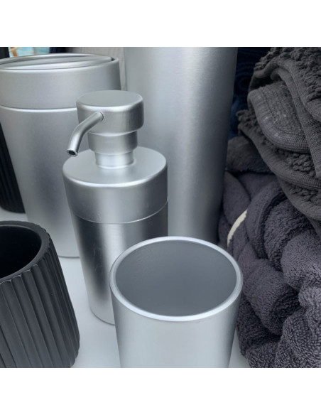 Portascopino da appoggio Silver Matt in metallo satinato argento | CIPI