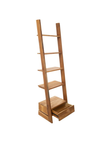 Ladder with 5 shelves in bamboo wood and matt white MDF