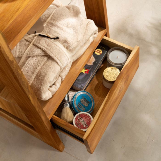 Scala Comoda a 5 ripiani con cassetto in legno Teak | Cipì