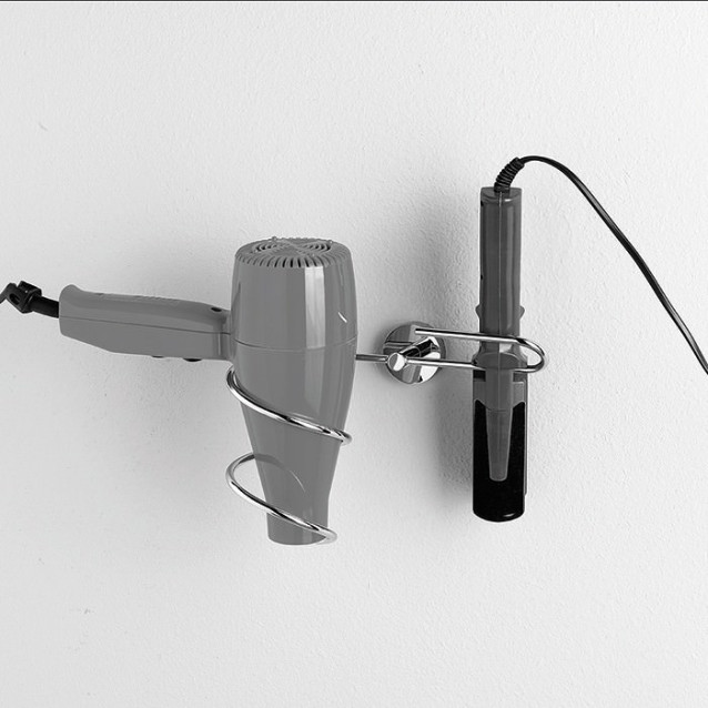 Chrome hair-dryer and straightener holder | L 23 | H 17 | D 14,5 | Kg 0,42
