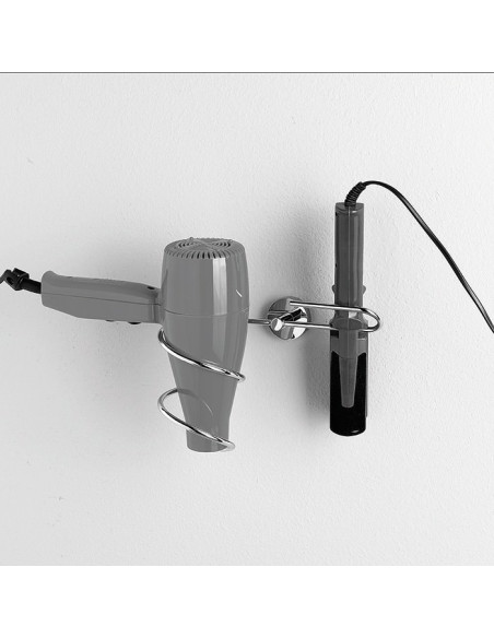 Chrome hair-dryer and straightener holder | L 23 | H 17 | D 14,5 | Kg 0,42