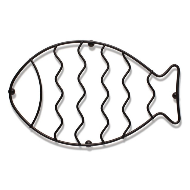 Sottopentola Pesce Cucina in fili di metallo Opaco Nero | TFT