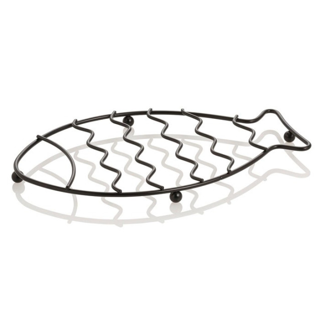 Sottopentola Pesce Cucina in fili di metallo Opaco Nero | TFT
