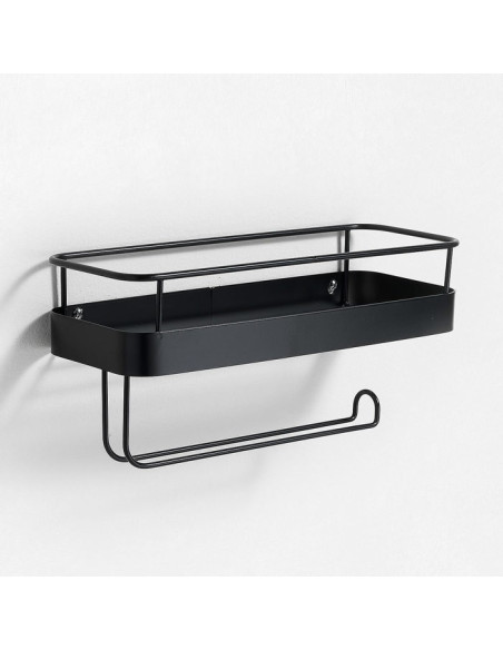 Porta rotolo Mensola Cucina da parete in metallo Opaco Nero | TFT