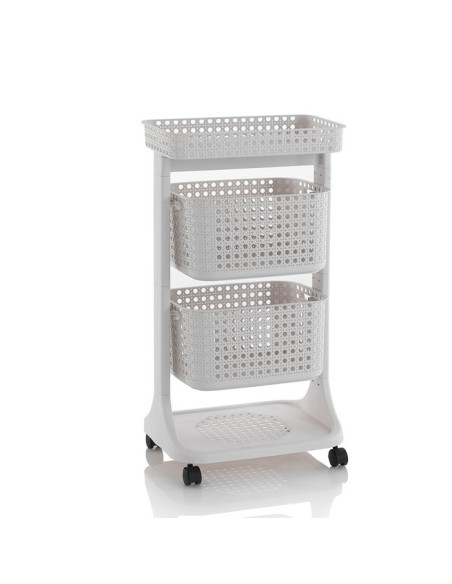Carrello porta oggetti bagno e lavanderia 2 cesti bassi Beige o Grigio|  TFT