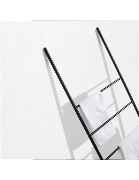 Ladder with 5 shelves in bamboo wood and matt white MDF