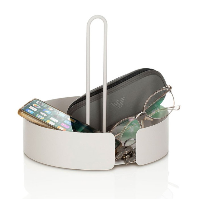 Vassoio portaoggetti cucina bagno svuotatasche in metallo Opaco Bianco | TFT