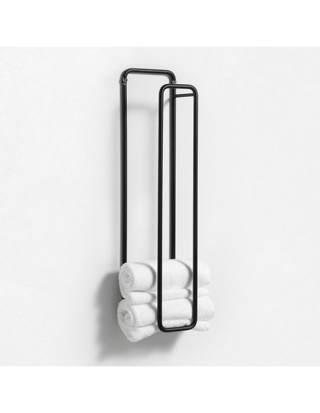 Portateli bagno verticale da parete in metallo verniciato opaco Nero | TFT
