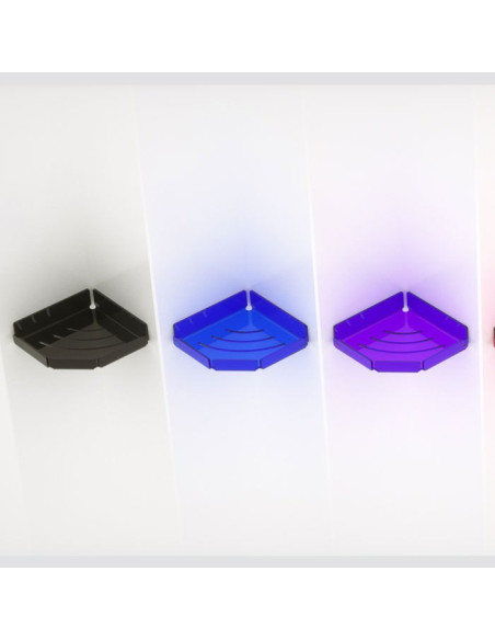 Mensola angolare con sponde in Plexiglass | Disponibile con o senza asole ed in 7 colori diversi