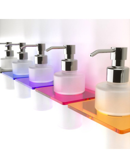 Porta sapone liquido in Plexiglass e bicchiere in vetro satinato | 14 colori disponibili