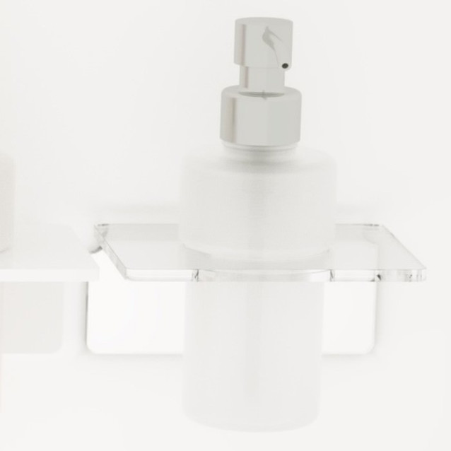Porta sapone liquido in Plexiglass e bicchiere in vetro satinato | 7 colori disponibili