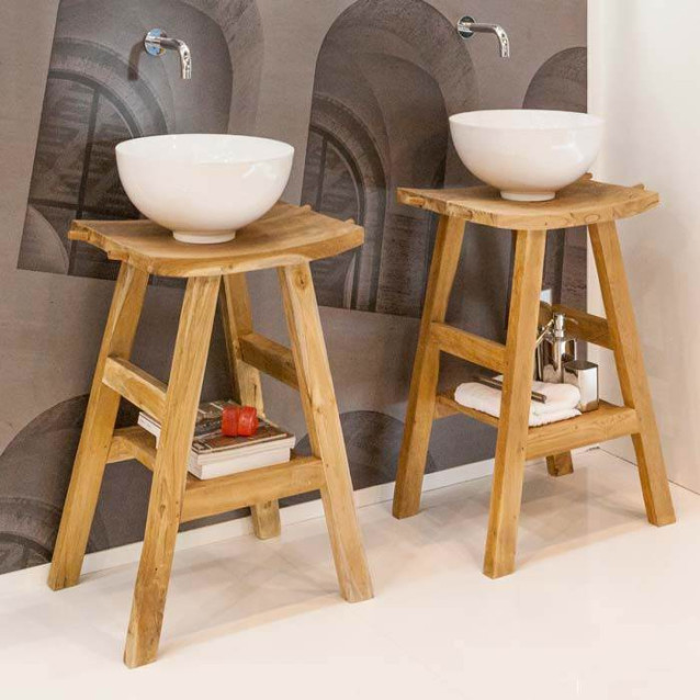 Mini consolle in teak massello naturale non trattato