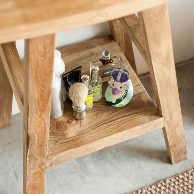Mini consolle in teak massello naturale non trattato