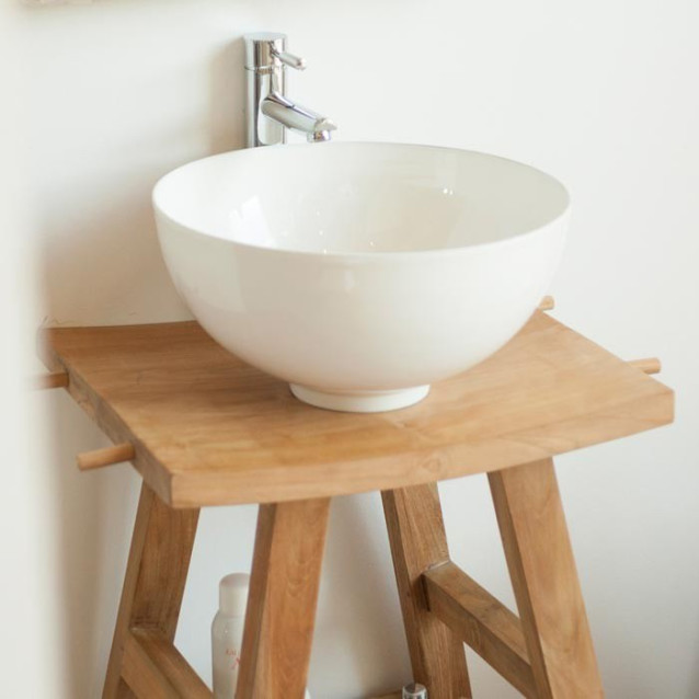 Mini consolle in teak massello naturale non trattato