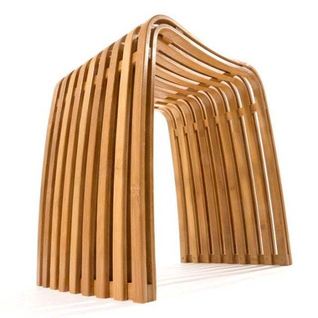 Stool in lacquered bamboo slats