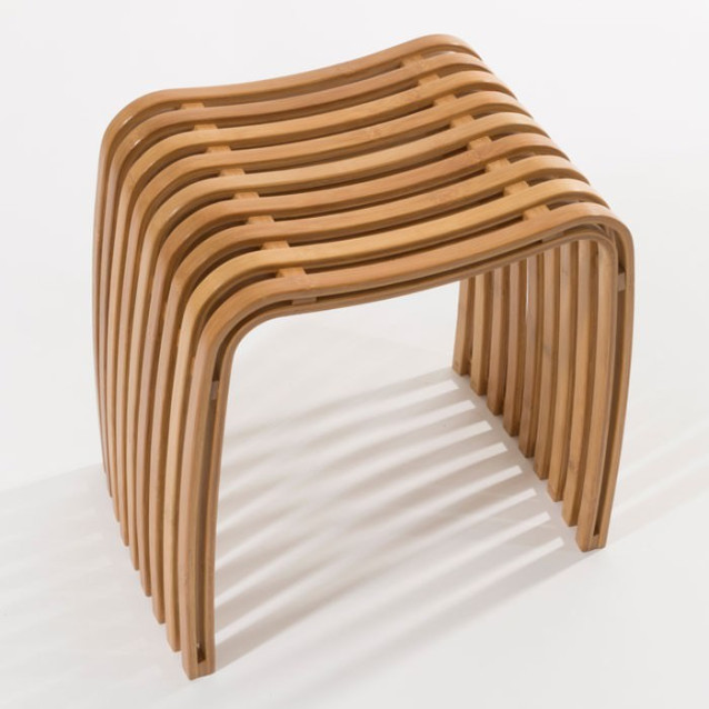 Stool in lacquered bamboo slats