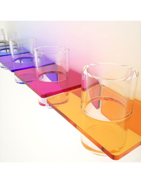 Porta bicchiere per dentifricio e spazzolino in Plexiglass colorato