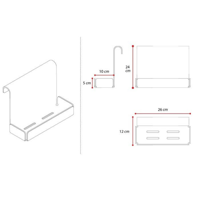 Mensola box doccia in Plexiglass colorato | 7 colori disponibili