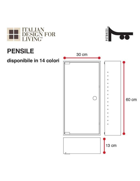 Pensile da 30 cm | PPMA colato da 5/8 mm | 10 colori disponibili | Petrozzi