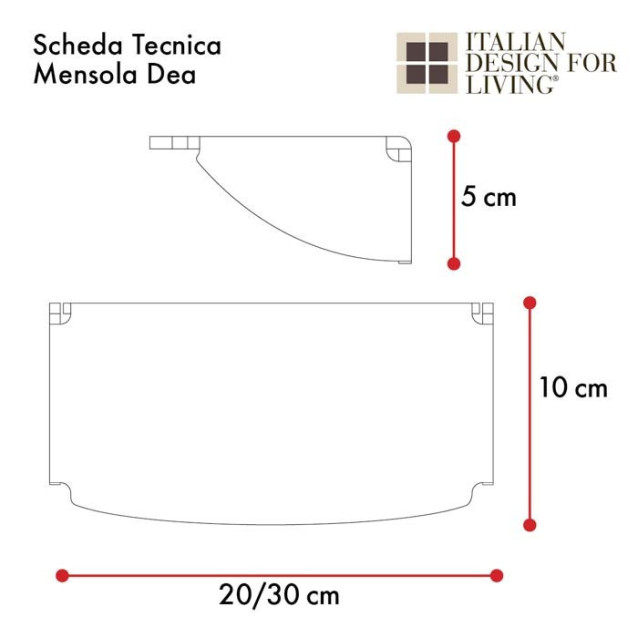 Mensola | 2 Misure disponibili | Plexiglass | Dea | Petrozzi