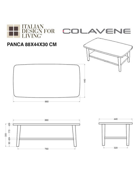 Panca in legno massello laccato bianco frassino | Colavene
